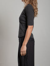 Giada Slim Crew in Lightweight Rib - Vintage Black