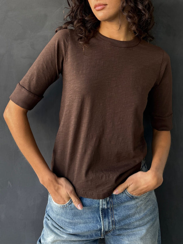 Giada Slim Crew in Supima Slub - Bittersweet