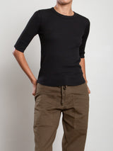 Giada Slim Crew in Thermal - Black