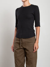 Giada Slim Crew in Thermal - Black