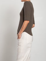 Giada Slim Crew in Thermal - Moss