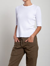 Giada Slim Crew in Thermal - White