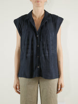Audrey Band Sleeve Shirt in Gossamer Check - Ink