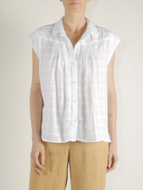 Audrey Band Sleeve Shirt in Gossamer Check - White