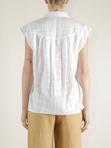 Audrey Band Sleeve Shirt in Gossamer Check - White