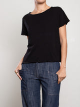 Kerri Boxy Crop Tee in Supima Slub - Black