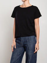 Kerri Boxy Crop Tee in Supima Slub - Black
