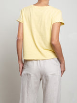 Kerri Boxy Crop Tee in Supima Slub - Butter