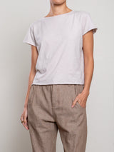 Kerri Boxy Crop Tee in Supima Slub - Fog