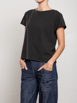 Kerri Boxy Crop Tee in Supima Slub - Vintage Black