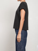 Kerri Boxy Crop Tee in Supima Slub - Vintage Black