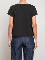 Kerri Boxy Crop Tee in Supima Slub - Vintage Black