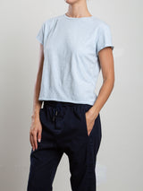 Kerri Boxy Crop Tee in Supima Slub - Sky