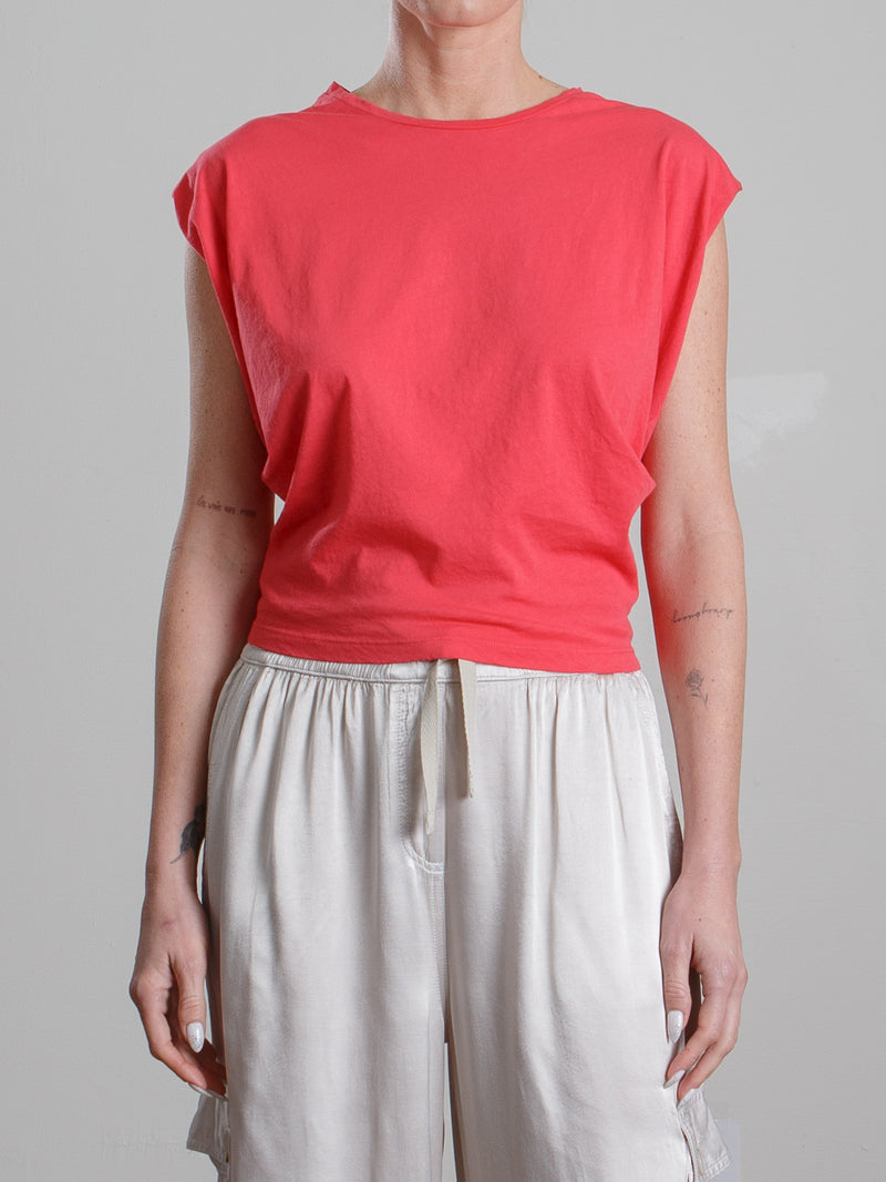 Terrance Tuck Tee in Lightweight Jersey - Poppy