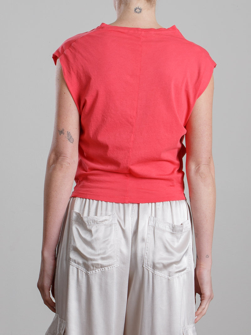 Terrance Tuck Tee in Lightweight Jersey - Poppy