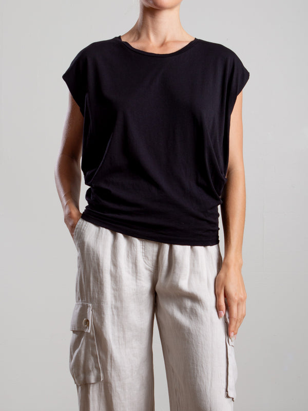 Terrance Tuck Tee in Tissue Jersey - Black