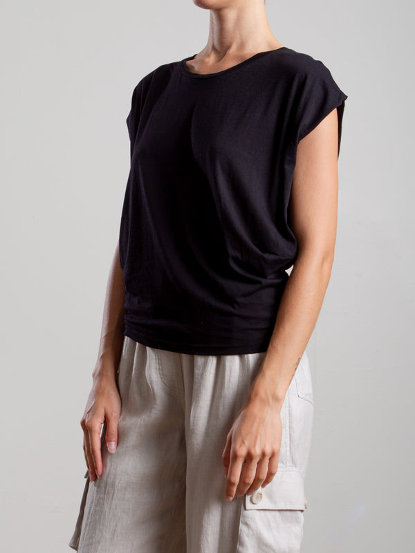 Terrance Tuck Tee in Tissue Jersey - Black