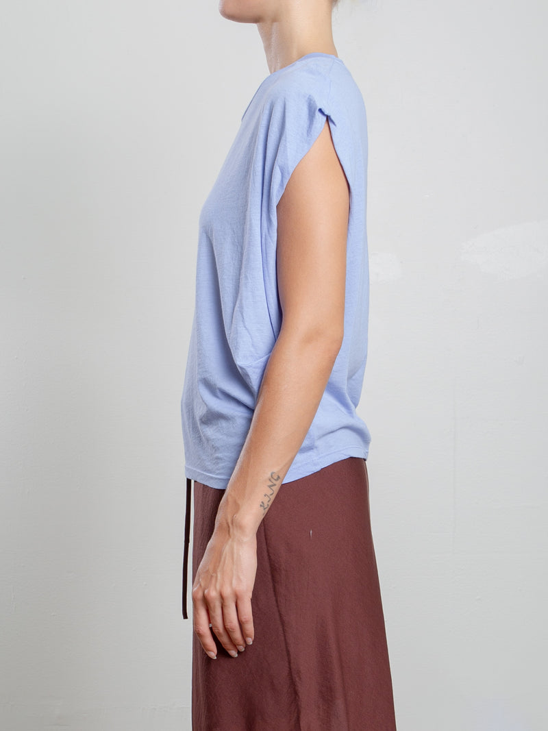 Terrance Tuck Tee in Tissue Jersey - Cornflower