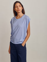 Terrance Tuck Tee in Tissue Jersey - Cornflower