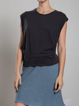 Terrance Tuck Tee in Tissue Jersey - Vintage Black