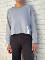 Sophia Crop Sweatshirt in French Terry - Breeze