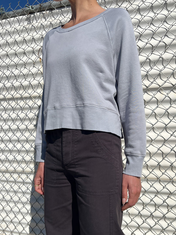 Sophia Crop Sweatshirt in French Terry - Breeze