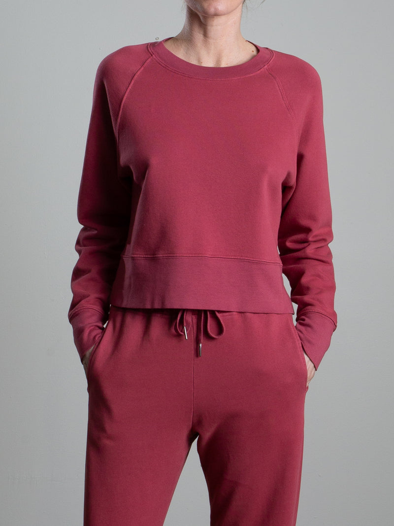 Sophia Crop Sweatshirt in French Terry - Jam