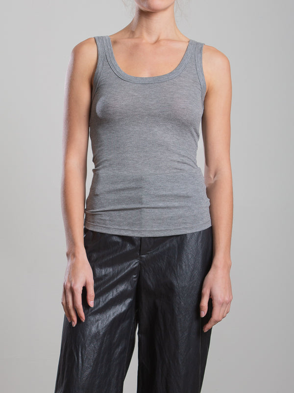 Cass Tank in Heather Cashmere Rib