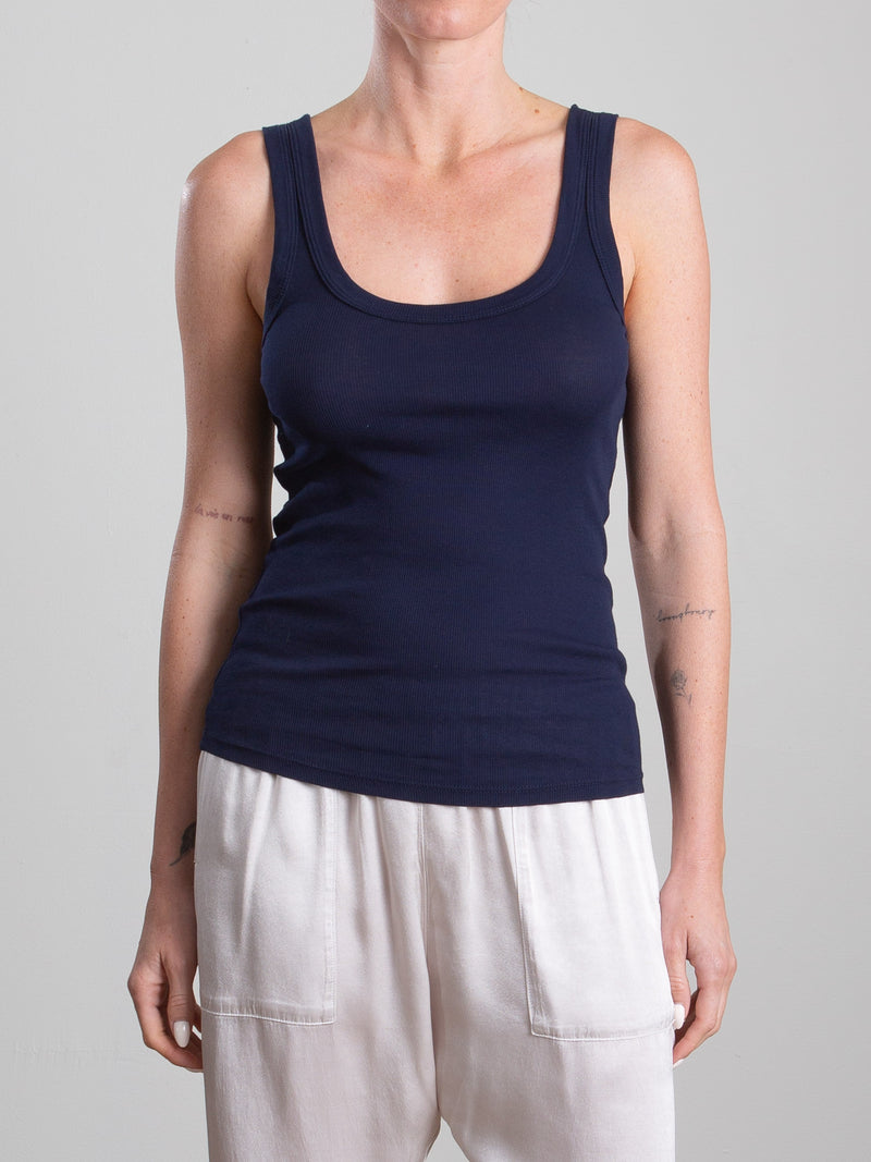 Cass Tank in Lightweight Rib - Midnight