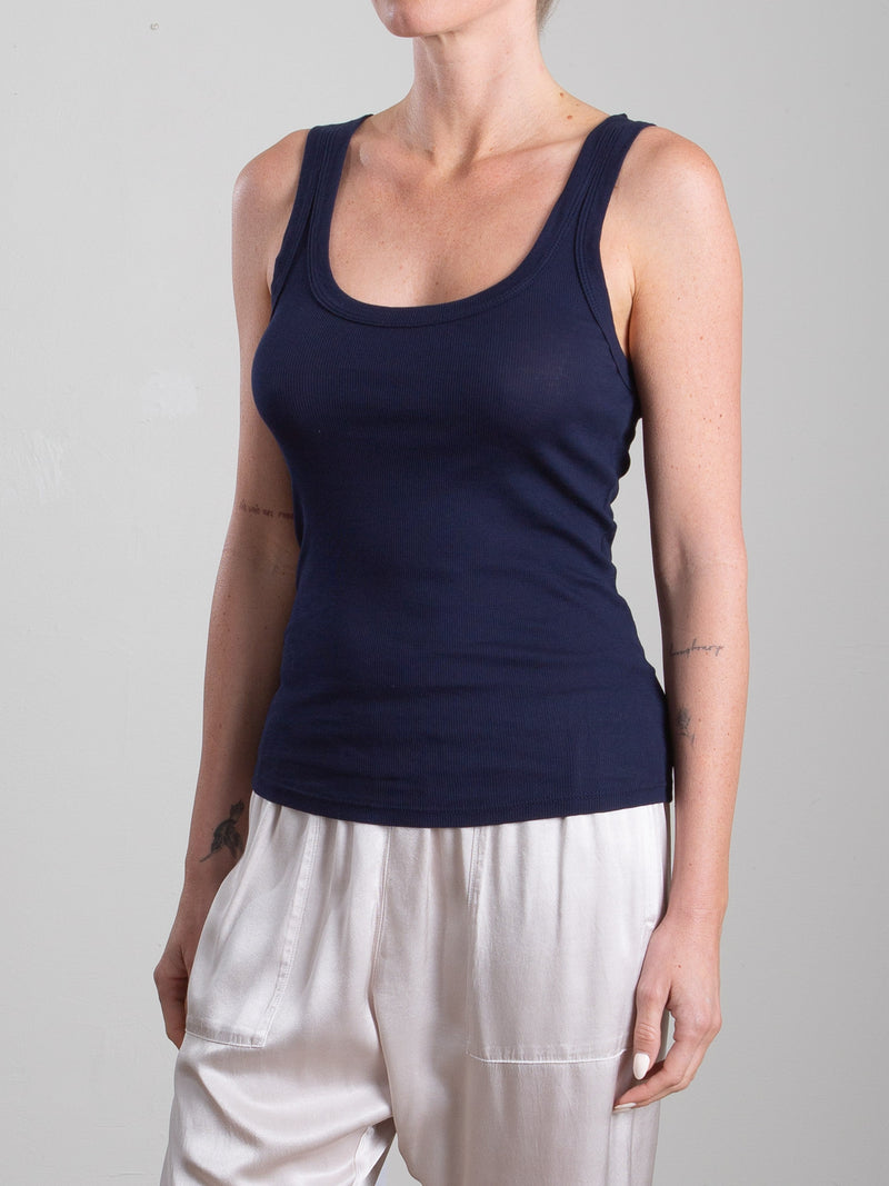 Cass Tank in Lightweight Rib - Midnight