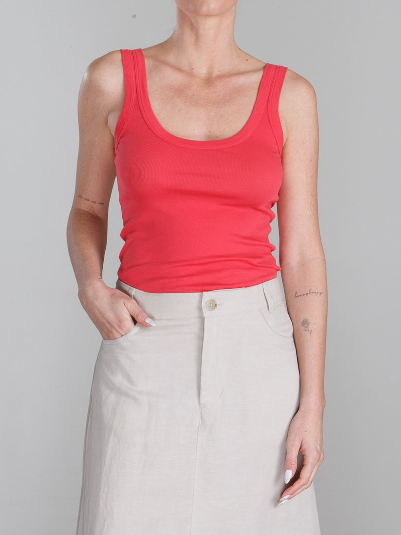 Cass Tank in Lightweight Rib - Poppy