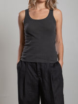 Cass Tank in Lightweight Rib - Vintage Black