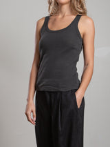 Cass Tank in Lightweight Rib - Vintage Black