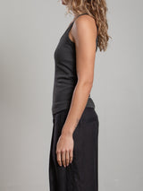Cass Tank in Lightweight Rib - Vintage Black