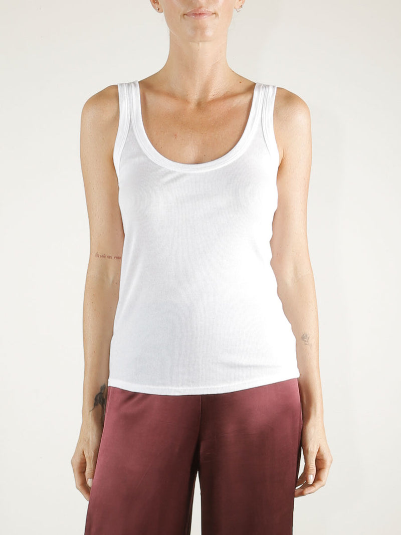 Cass Tank in Lightweight Rib - White