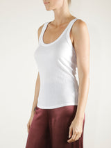 Cass Tank in Lightweight Rib - White
