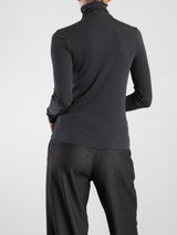 Cleo Turtleneck in Lightweight Rib - Vintage Black