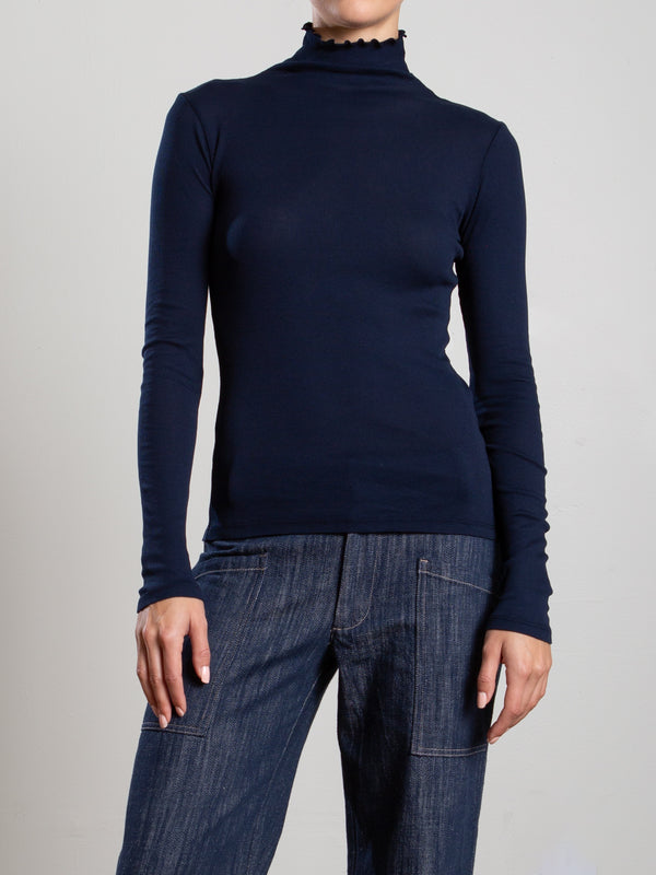 Cleo Turtleneck in Lightweight Rib - Midnight