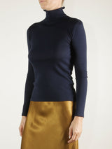 Cleo Turtleneck in Lightweight Rib - Midnight