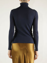 Cleo Turtleneck in Lightweight Rib - Midnight