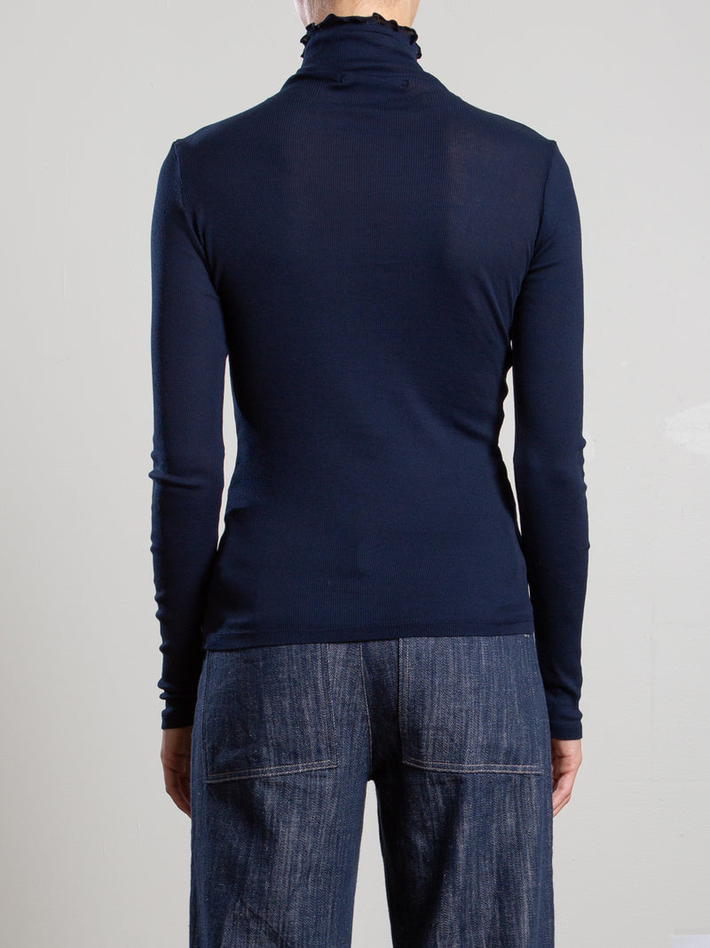 Cleo Turtleneck in Lightweight Rib - Midnight