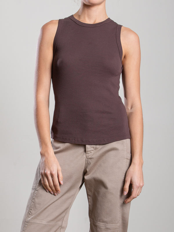 Athena Hi-Neck Tank in Lightweight Rib - Bittersweet