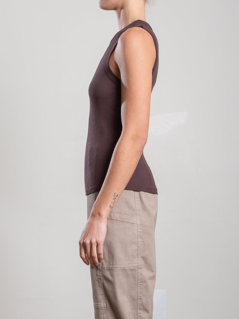 Athena Hi-Neck Tank in Lightweight Rib - Bittersweet
