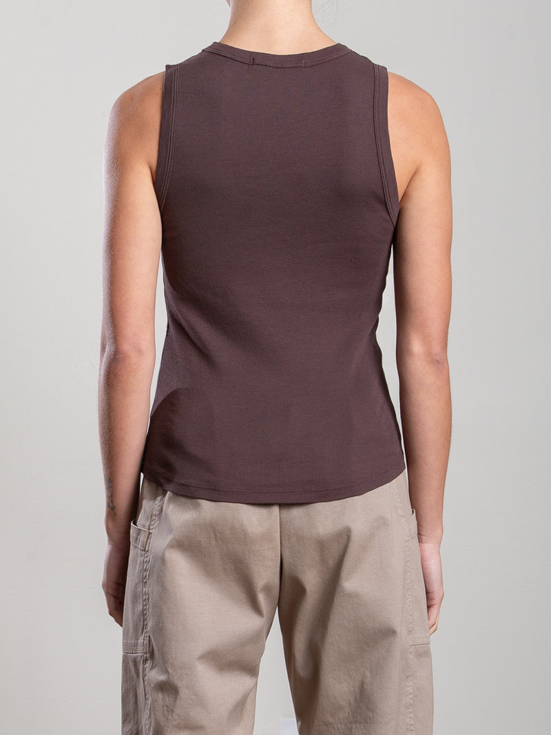 Athena Hi-Neck Tank in Lightweight Rib - Bittersweet
