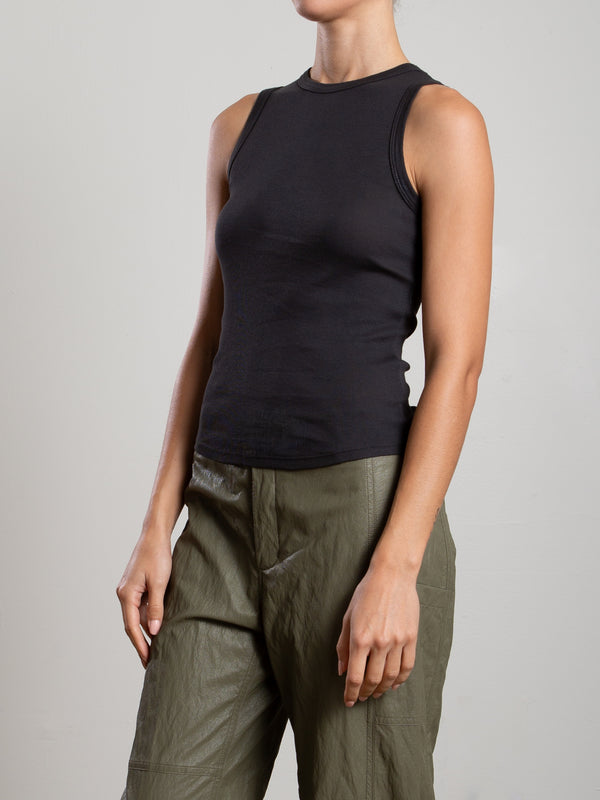 Athena Hi-Neck Tank in Lightweight Rib - Carbon