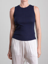 Athena Hi-Neck Tank in Lightweight Rib - Midnight