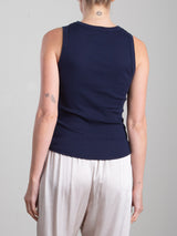 Athena Hi-Neck Tank in Lightweight Rib - Midnight