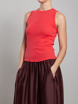 Athena Hi-Neck Tank in Lightweight Rib - Poppy