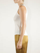 Athena Hi-Neck Tank in Lightweight Rib - Stone
