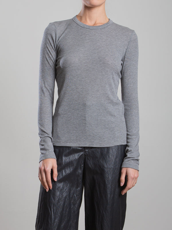 Jimmy Long-Sleeve Tee in Dark Heather Cashmere Rib